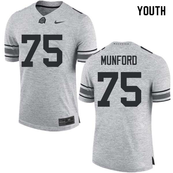 Ohio State Buckeyes #75 Thayer Munford Youth Embroidery Jersey Gray